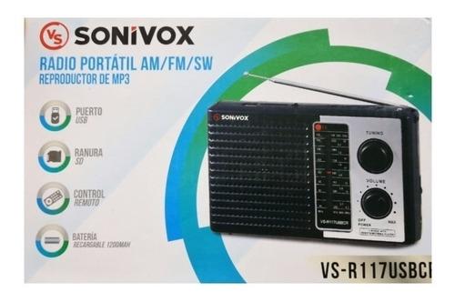 Radio Parlante Inalámbrico Am/ Fm/ Sw Sonivox Vs-r117usbcr